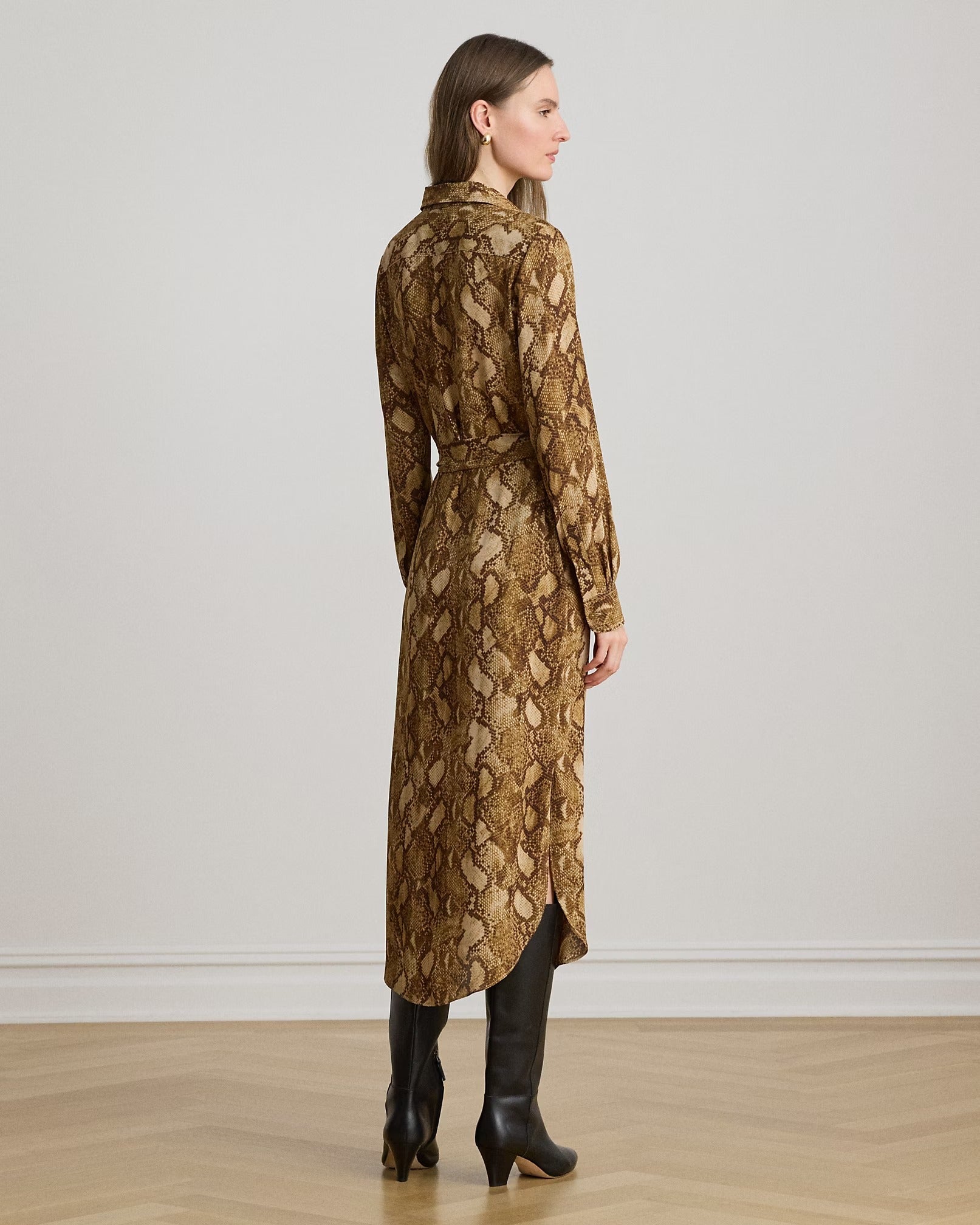 Young Ideas & Henmores -Python Print Midi Dress -Tan Multi -8