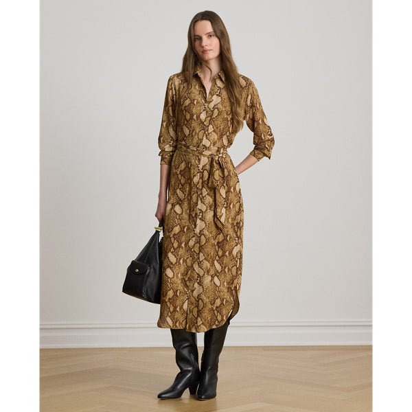 Young Ideas & Henmores -Python Print Midi Dress -Tan Multi -8