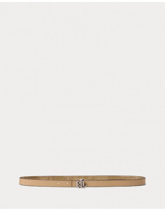 Young Ideas/Henmores - Reversible Skinny 20 Belt - Platinum/Sand Dune - S