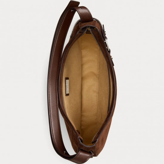 Young Ideas/Henmores - Tasha Large Suede Crossbody Bag - Dark Hickory - OS