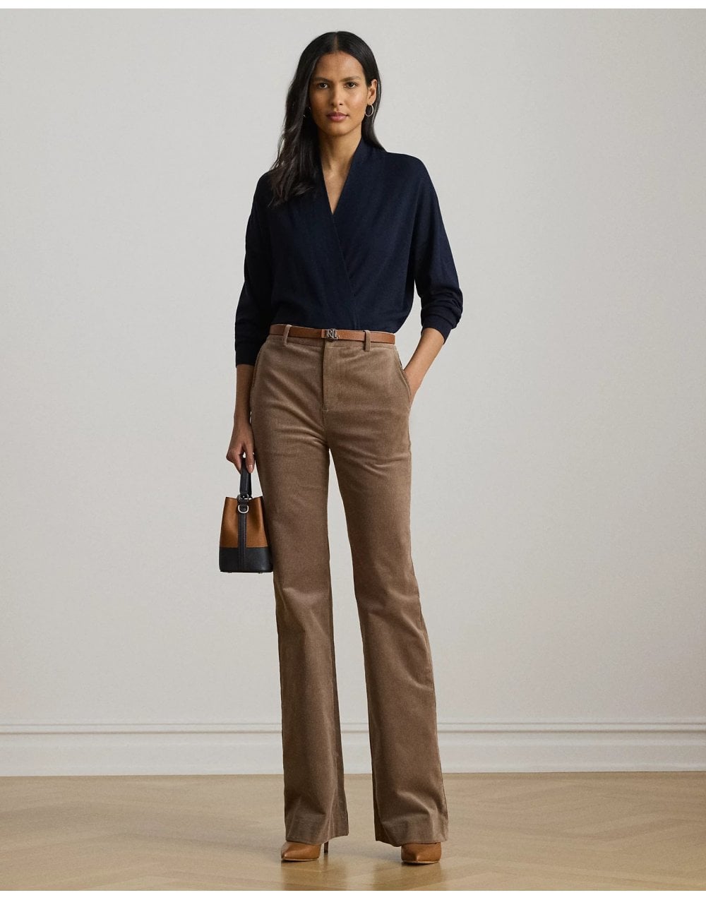 Young Ideas/Henmores - Wakira V Neck Crossover Jumper - Lauren Navy - S