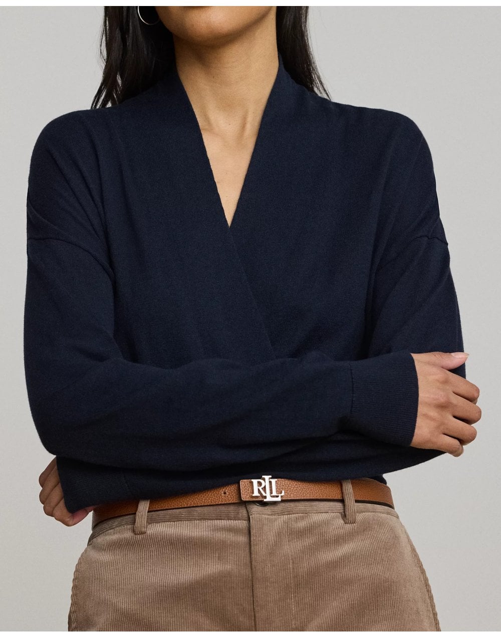 Young Ideas/Henmores - Wakira V Neck Crossover Jumper - Lauren Navy - S