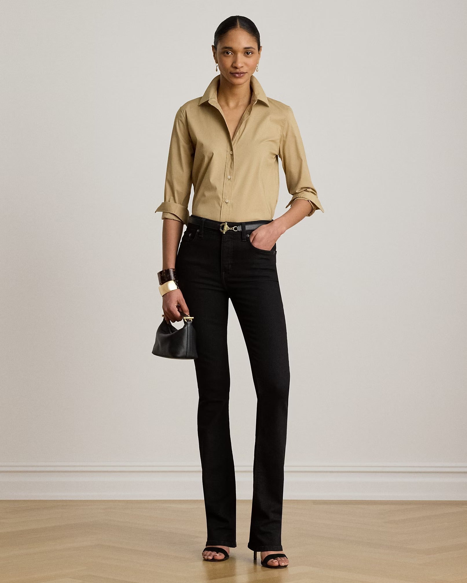 Young Ideas & Henmores -Woven Long Sleeve Shirt -Birch Tan -XS