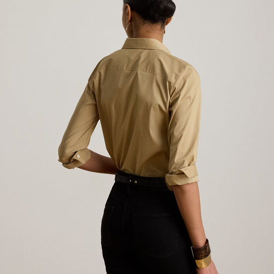 Young Ideas & Henmores -Woven Long Sleeve Shirt -Birch Tan -XS