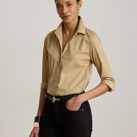 Young Ideas & Henmores -Woven Long Sleeve Shirt -Birch Tan -XS