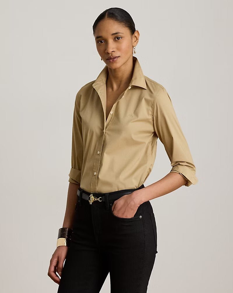 Young Ideas & Henmores -Woven Long Sleeve Shirt -Birch Tan -XS