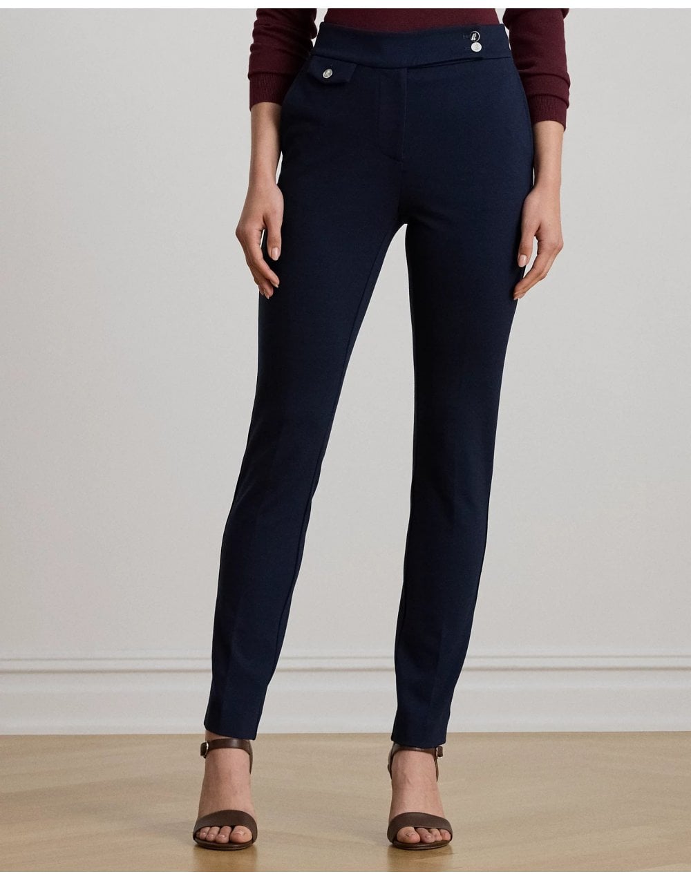 Young Ideas/Henmores - Zinleah Flat Front Ankle Trousers - Lauren Navy - XS