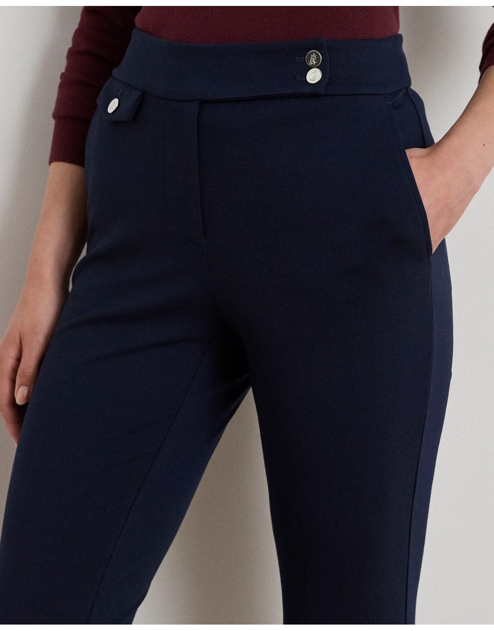 Young Ideas/Henmores - Zinleah Flat Front Ankle Trousers - Lauren Navy - XS