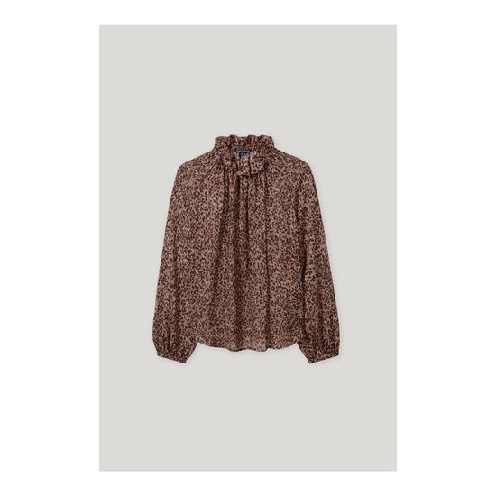 Young Ideas/Henmores - Autumn Glow High Neck Patterned Blouse - 7589 Tan Brown Pattern - 10