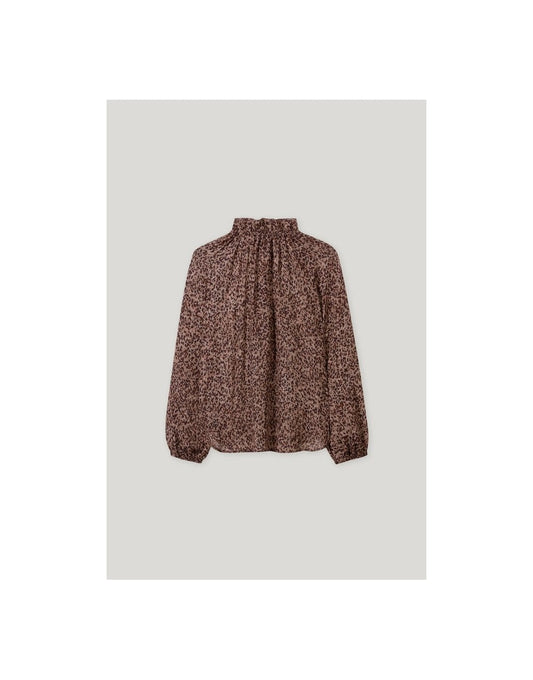 Young Ideas/Henmores - Autumn Glow High Neck Patterned Blouse - 7589 Tan Brown Pattern - 10