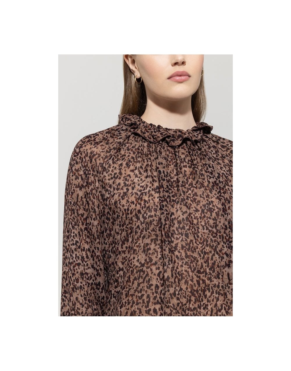 Young Ideas/Henmores - Autumn Glow High Neck Patterned Blouse - 7589 Tan Brown Pattern - 10