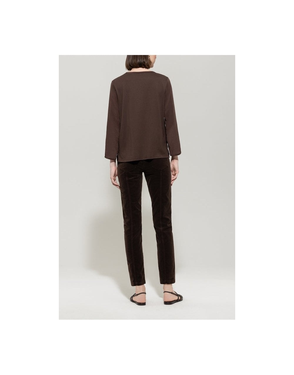 Young Ideas/Henmores - Autumn Glow Skinny Velvet Trouser - 780 Deep Brown - 8