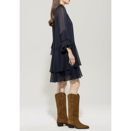 Young Ideas/Henmores - Bohemian Vibes Dress with Frill Detail - 293 Navy - 8