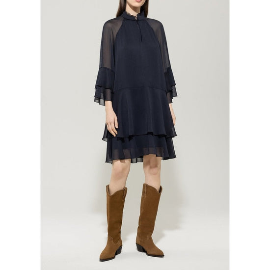 Young Ideas/Henmores - Bohemian Vibes Dress with Frill Detail - 293 Navy - 8