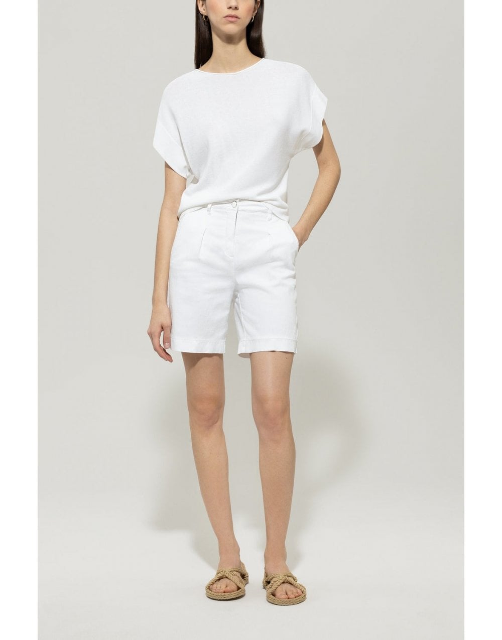 Young Ideas/Henmores - Button Up Shorts - 0100 Bleached White - 10