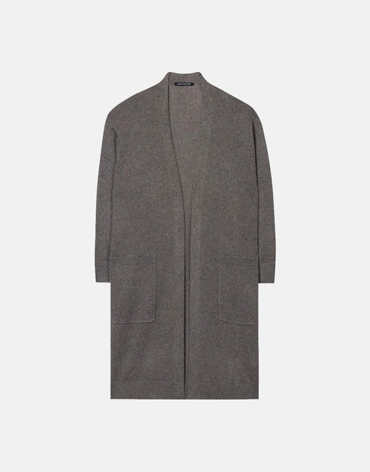 Young Ideas/Henmores - Double Pocket Crop Sleeve Long Cardigan - 163 Grey - 10