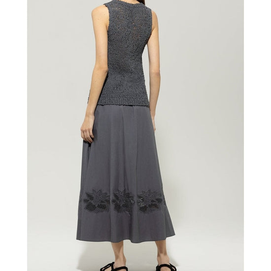 Young Ideas/Henmores - Embroidered Elasticated Waist Midi Skirt - 0103 Off White - 8