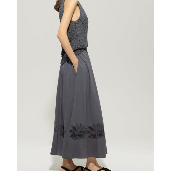 Young Ideas/Henmores - Embroidered Elasticated Waist Midi Skirt - 0103 Off White - 8