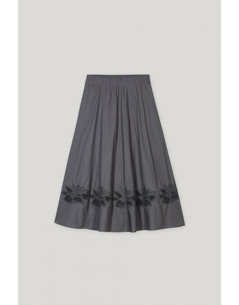 Young Ideas/Henmores - Embroidered Elasticated Waist Midi Skirt - 0103 Off White - 8