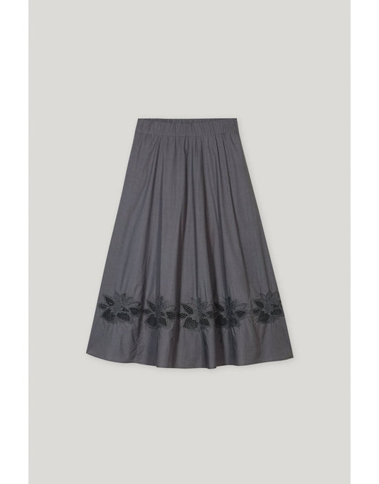 Young Ideas/Henmores - Embroidered Elasticated Waist Midi Skirt - 0103 Off White - 8