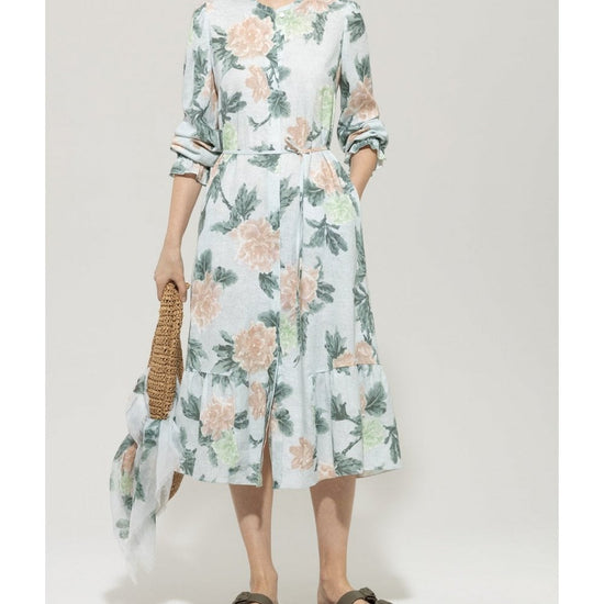Young Ideas/Henmores - Faded Floral Button Up Midi Dress - 3109 Floral Print - 10