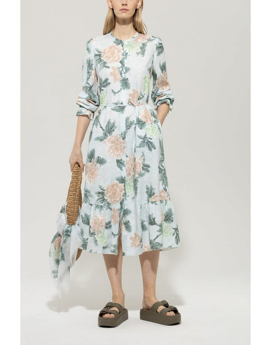 Young Ideas/Henmores - Faded Floral Button Up Midi Dress - 3109 Floral Print - 10