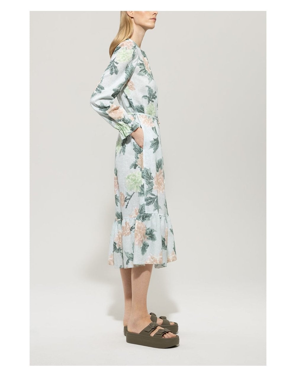 Young Ideas/Henmores - Faded Floral Button Up Midi Dress - 3109 Floral Print - 10