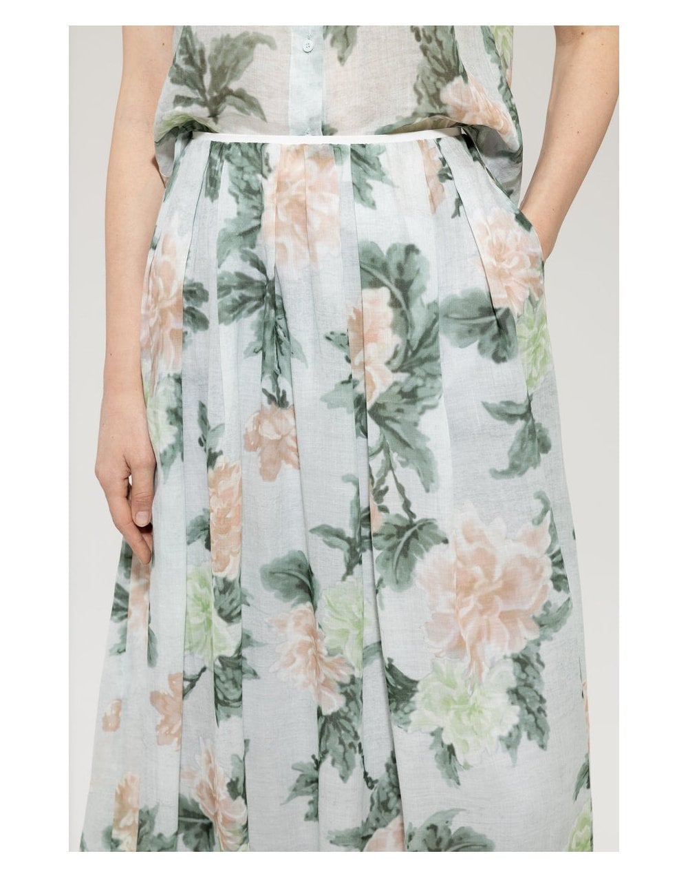Young Ideas/Henmores - Faded Floral Pleated Midi Skirt - 3109 Floral Print - 10