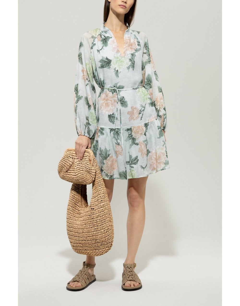 Young Ideas/Henmores - Faded Floral V Neck Short Dress - 3109 Floral Print - 8