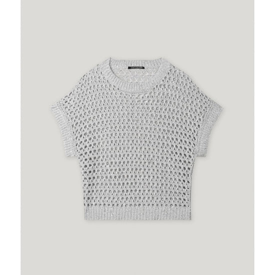 Young Ideas/Henmores - Knitted Metallic Short Sleeve Jumper - 0120 Silver Grey - 8