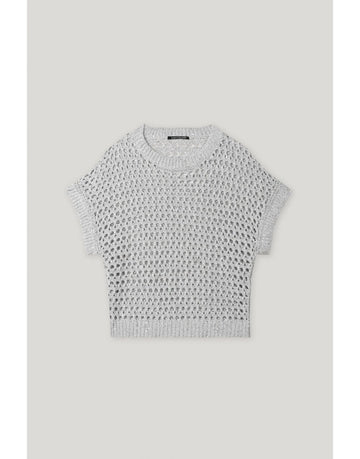 Young Ideas/Henmores - Knitted Metallic Short Sleeve Jumper - 0120 Silver Grey - 8