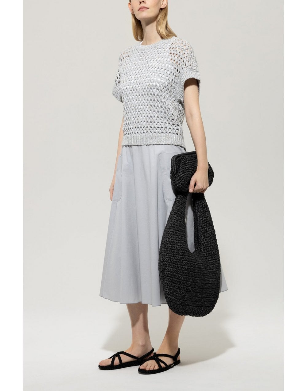 Young Ideas/Henmores - Knitted Metallic Short Sleeve Jumper - 0120 Silver Grey - 8