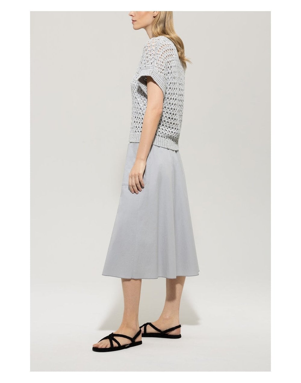 Young Ideas/Henmores - Knitted Metallic Short Sleeve Jumper - 0120 Silver Grey - 8