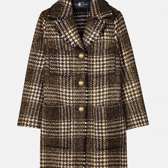 Young Ideas/Henmores - Shimmer Tweed Check Raw Hem Coat - 15 Dark Brown - 10