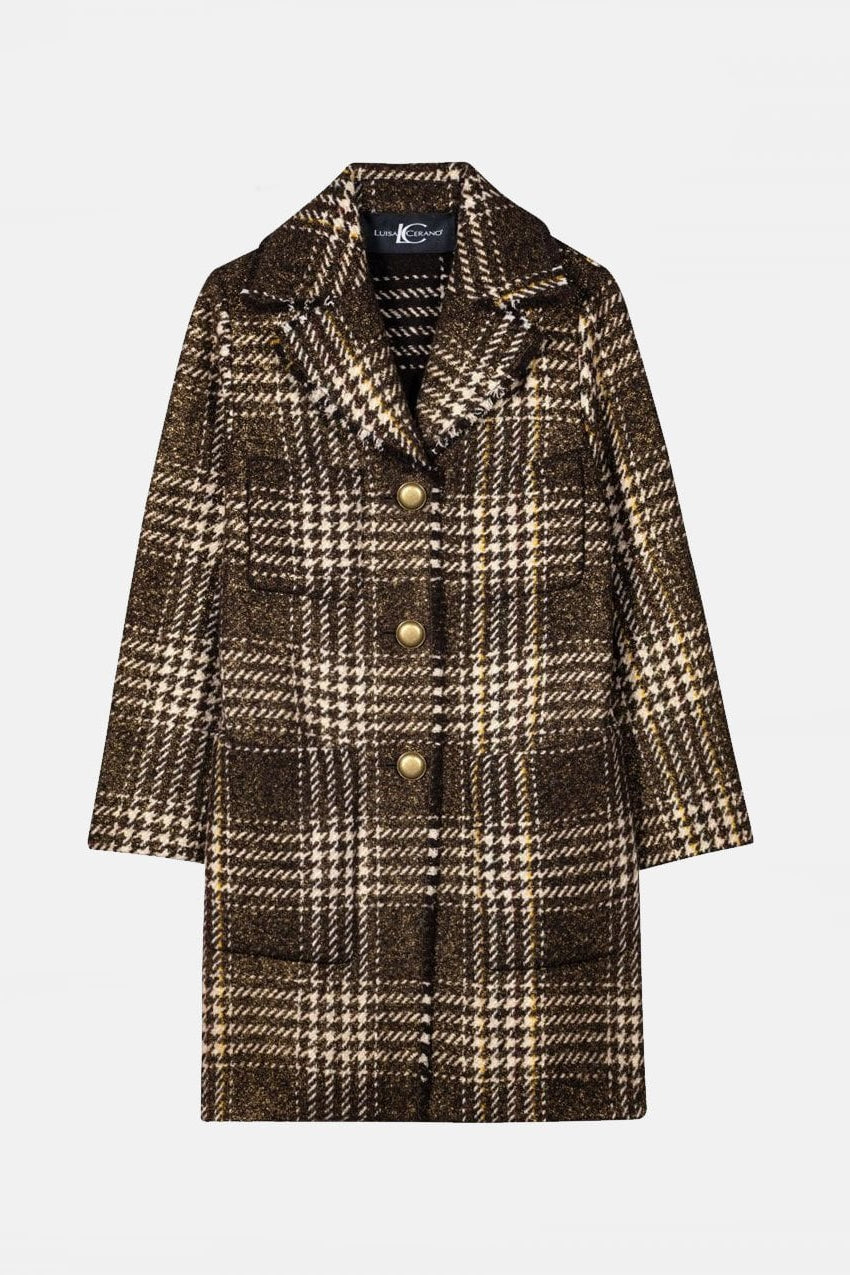 Young Ideas/Henmores - Shimmer Tweed Check Raw Hem Coat - 15 Dark Brown - 10