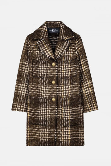 Young Ideas/Henmores - Shimmer Tweed Check Raw Hem Coat - 15 Dark Brown - 10
