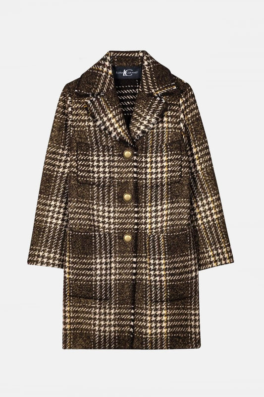 Young Ideas/Henmores - Shimmer Tweed Check Raw Hem Coat - 15 Dark Brown - 10