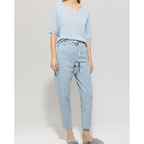 Young Ideas/Henmores - V - Neck Short Sleeve Cashmere Blend Jumper - 219 Light Blue - 10