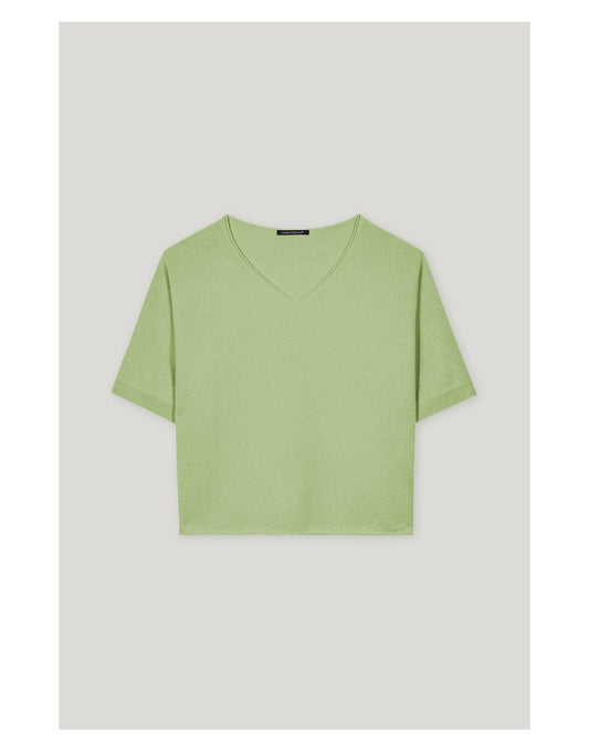 Young Ideas/Henmores - V - Neck Short Sleeve Cashmere Blend Jumper - 219 Light Blue - 10