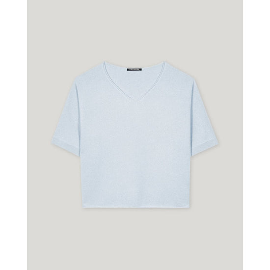 Young Ideas/Henmores - V - Neck Short Sleeve Cashmere Blend Jumper - 219 Light Blue - 10