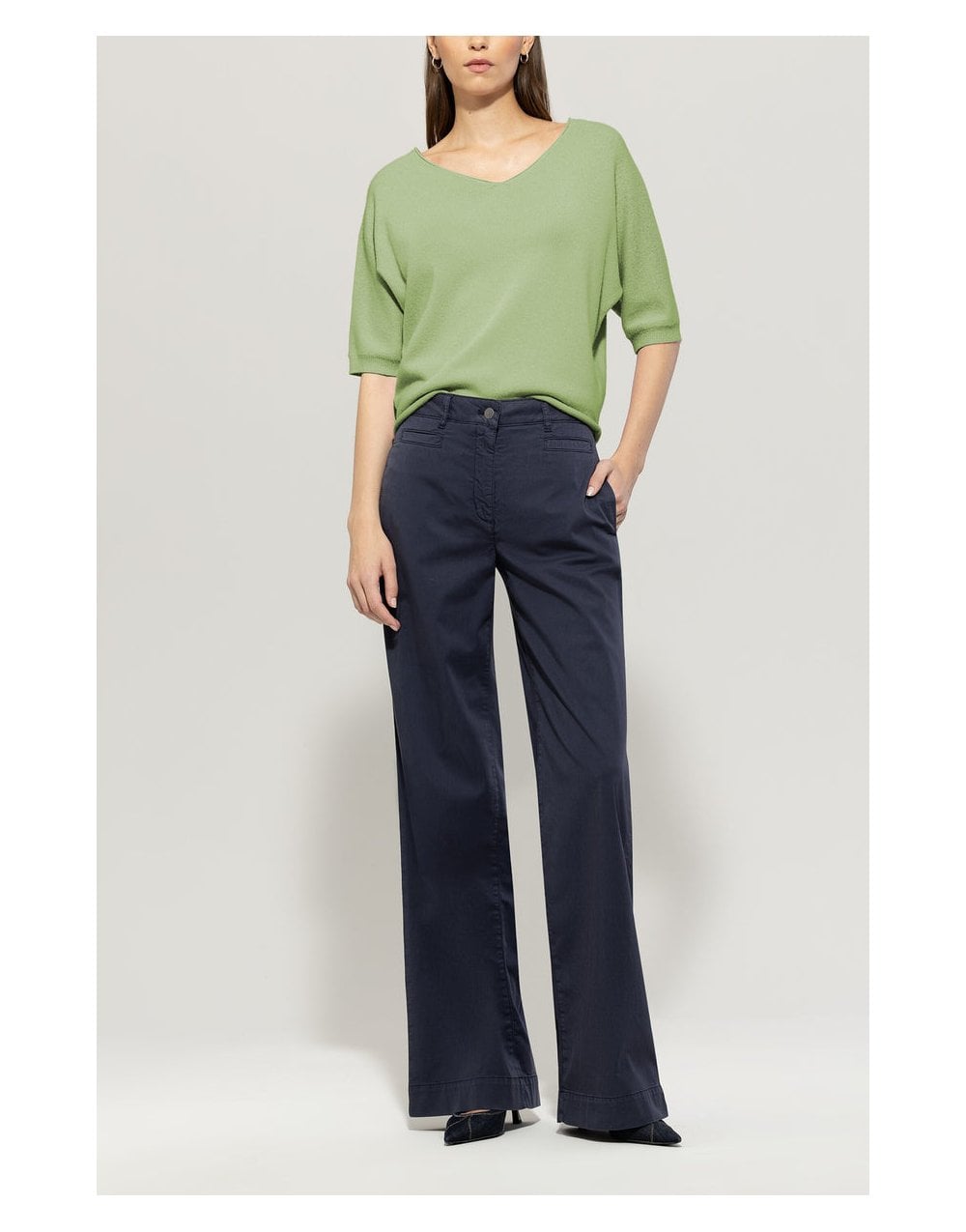 Young Ideas/Henmores - V - Neck Short Sleeve Cashmere Blend Jumper - 219 Light Blue - 10