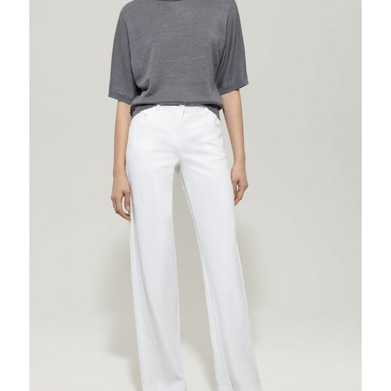 Young Ideas/Henmores - Wide Leg Relaxed Jeans - 0100 Bleached White - 8