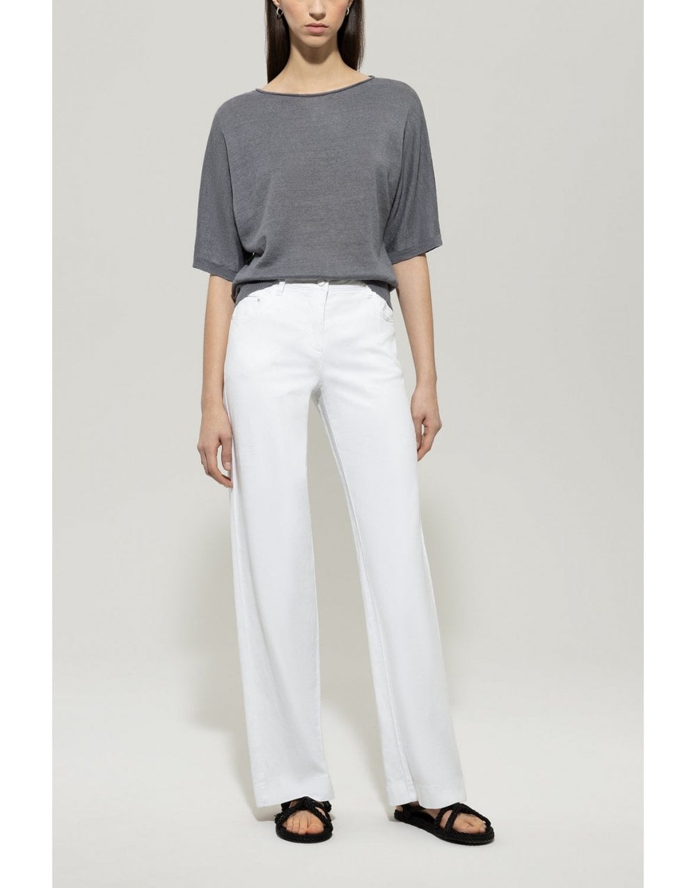 Young Ideas/Henmores - Wide Leg Relaxed Jeans - 0100 Bleached White - 8