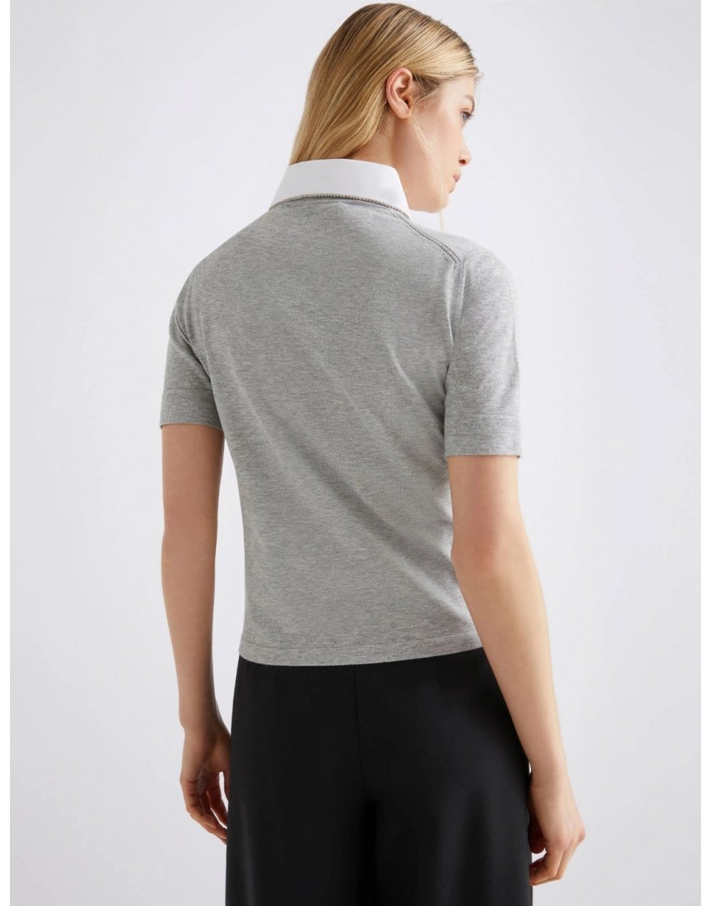 Young Ideas/Henmores - Accorta Diamante Collar Detail Jumper - 004 Grey - S