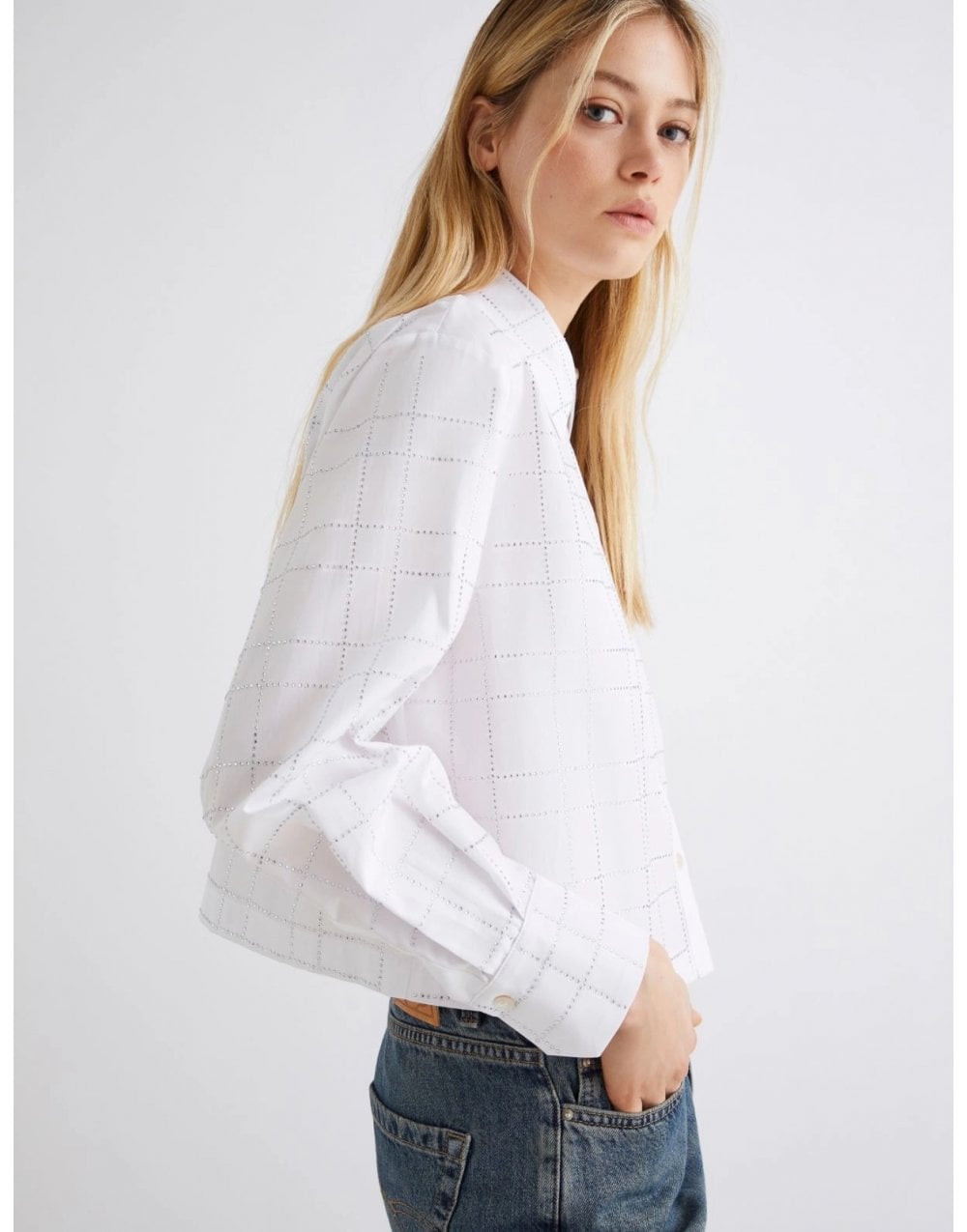 Young Ideas/Henmores - Acume Diamante Square Detail Short Shirt - 007 White - 8