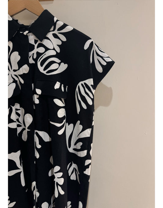 Young Ideas/Henmores - Addotto Leaf Print Short Sleeve Shirt - 001 White - 8