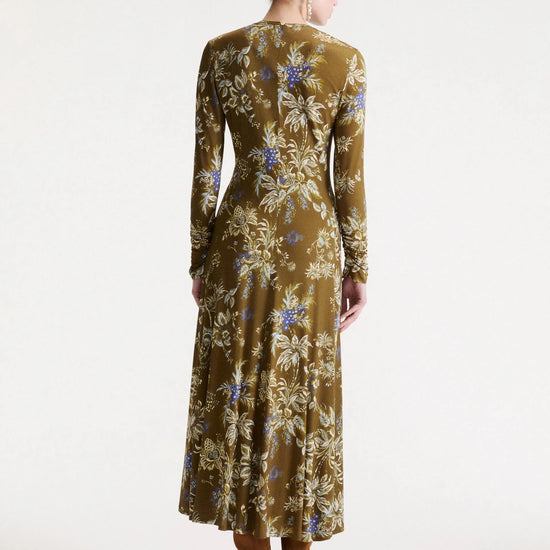 Young Ideas & Henmores -Adorato Floral Ruched Jersey Dress -003 Khaki -S