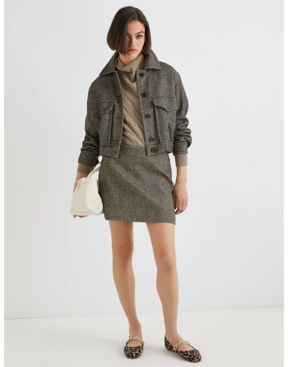 Young Ideas/Henmores - Aereo Textured Knit Funnel Neck Jumper - 001 Ivory - S