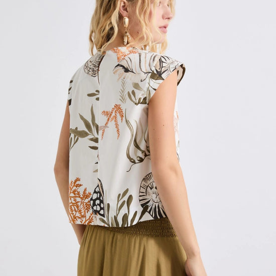 Young Ideas/Henmores - Affine Poplin Sea Print Sleeveless Top - 001 Optical White - 8