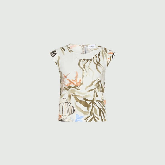 Young Ideas/Henmores - Affine Poplin Sea Print Sleeveless Top - 001 Optical White - 8